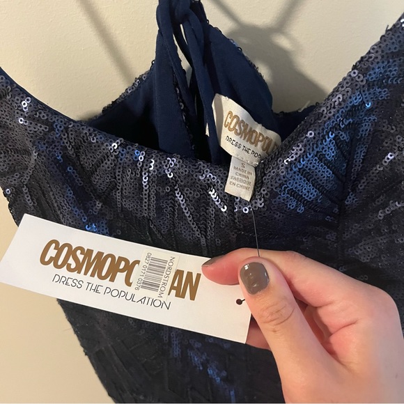 Cosmo x Dress the Population Navy Sequin Dress - Picture 2 of 2